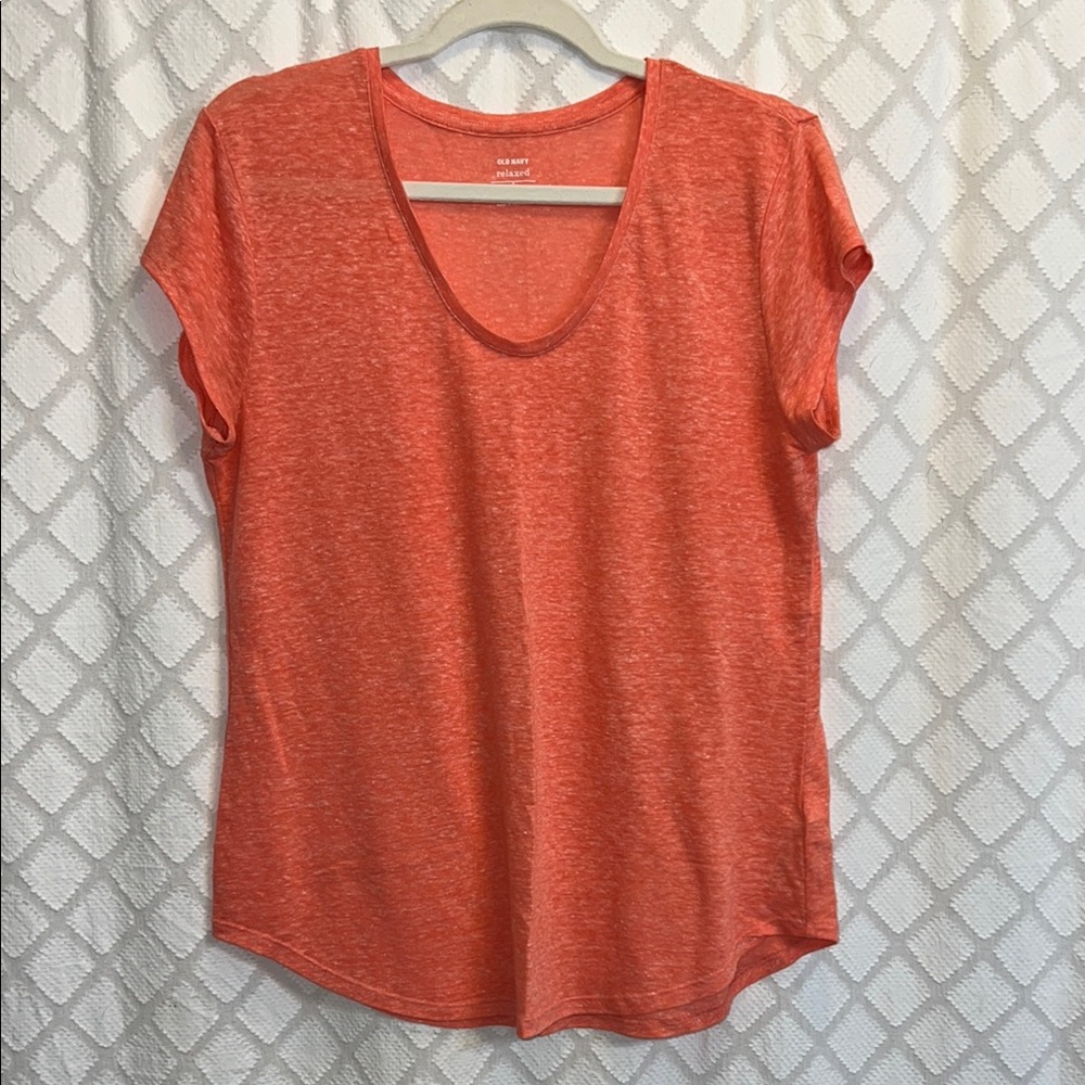 Old Navy Women's Peachy-Orange Relaxed Fit T-Shirt, size M